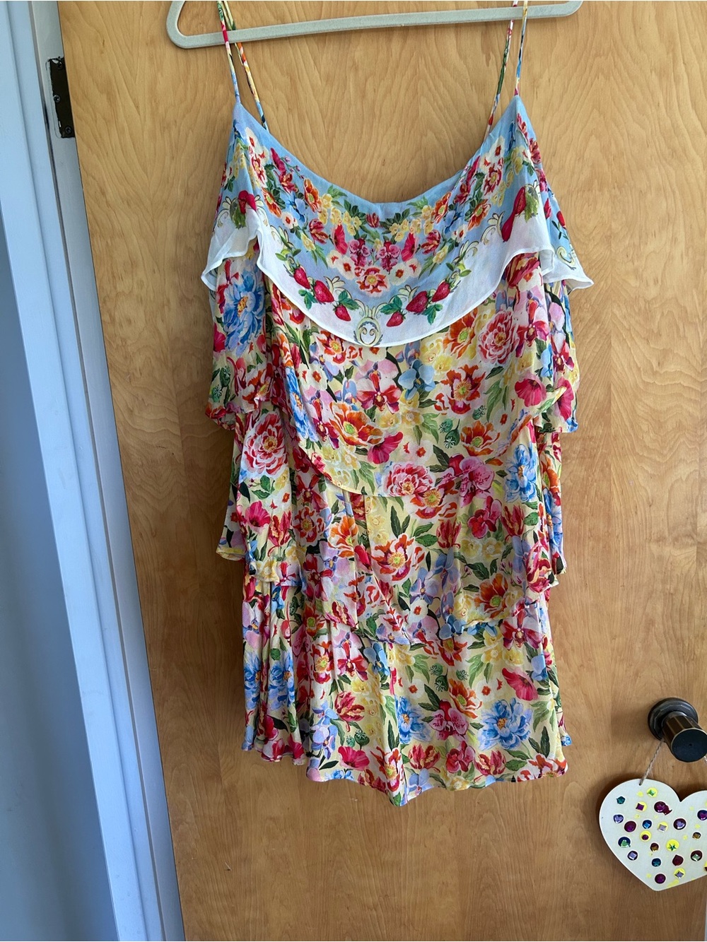 FARM Rio Multicolor Floral Ruffle Mini Dress - Blue, Yellow, Pink
